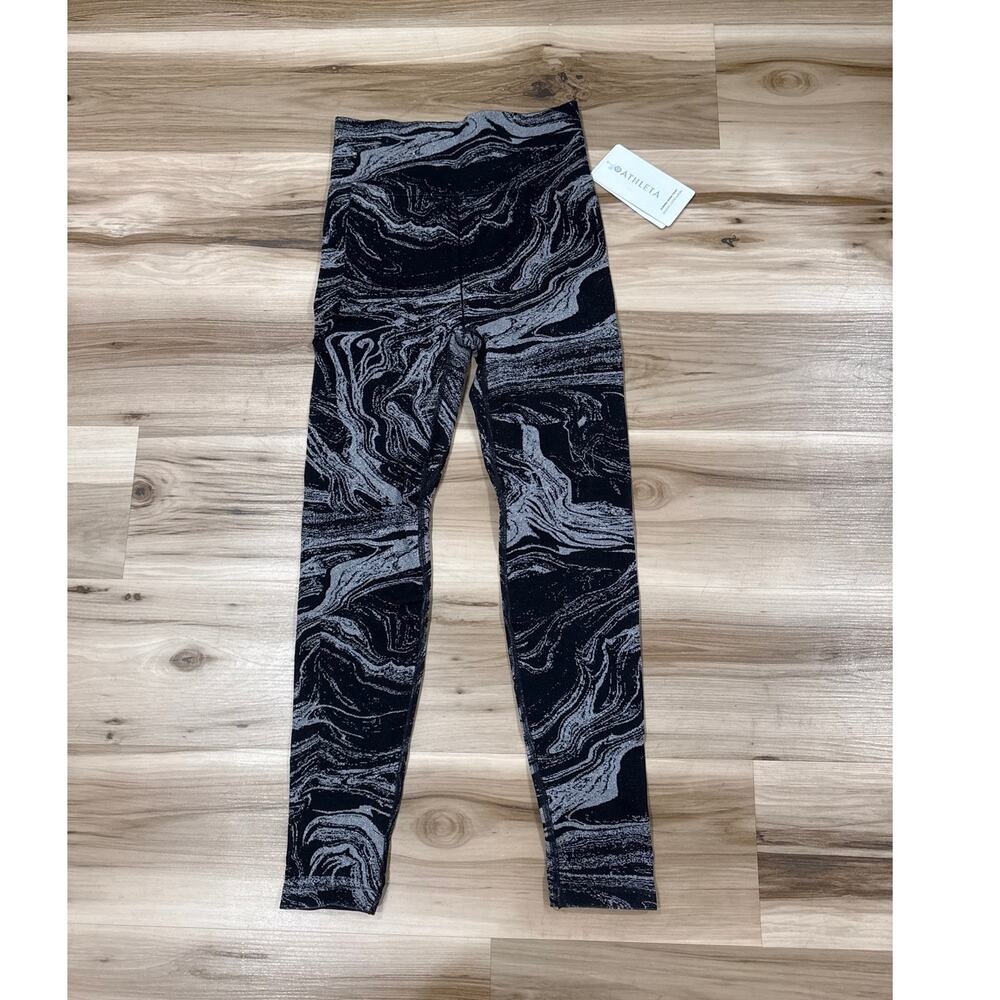 Athleta Aurora Shine Tight Legging Black & Silver Size S